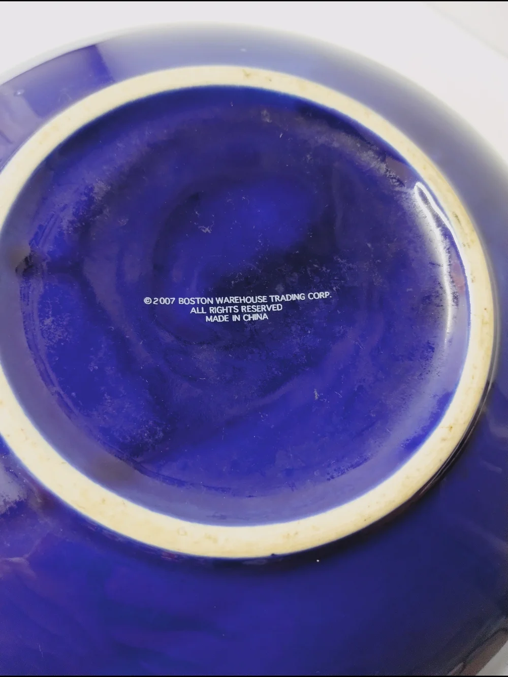 Boston Warehouse Trading Co Deep Cobalt Blue Stoneware Mixing Bowl
